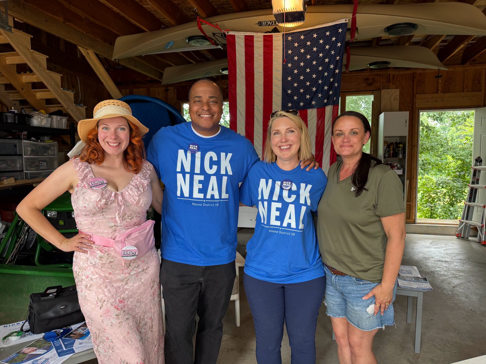Volunteers gathering before a day of door knocking
