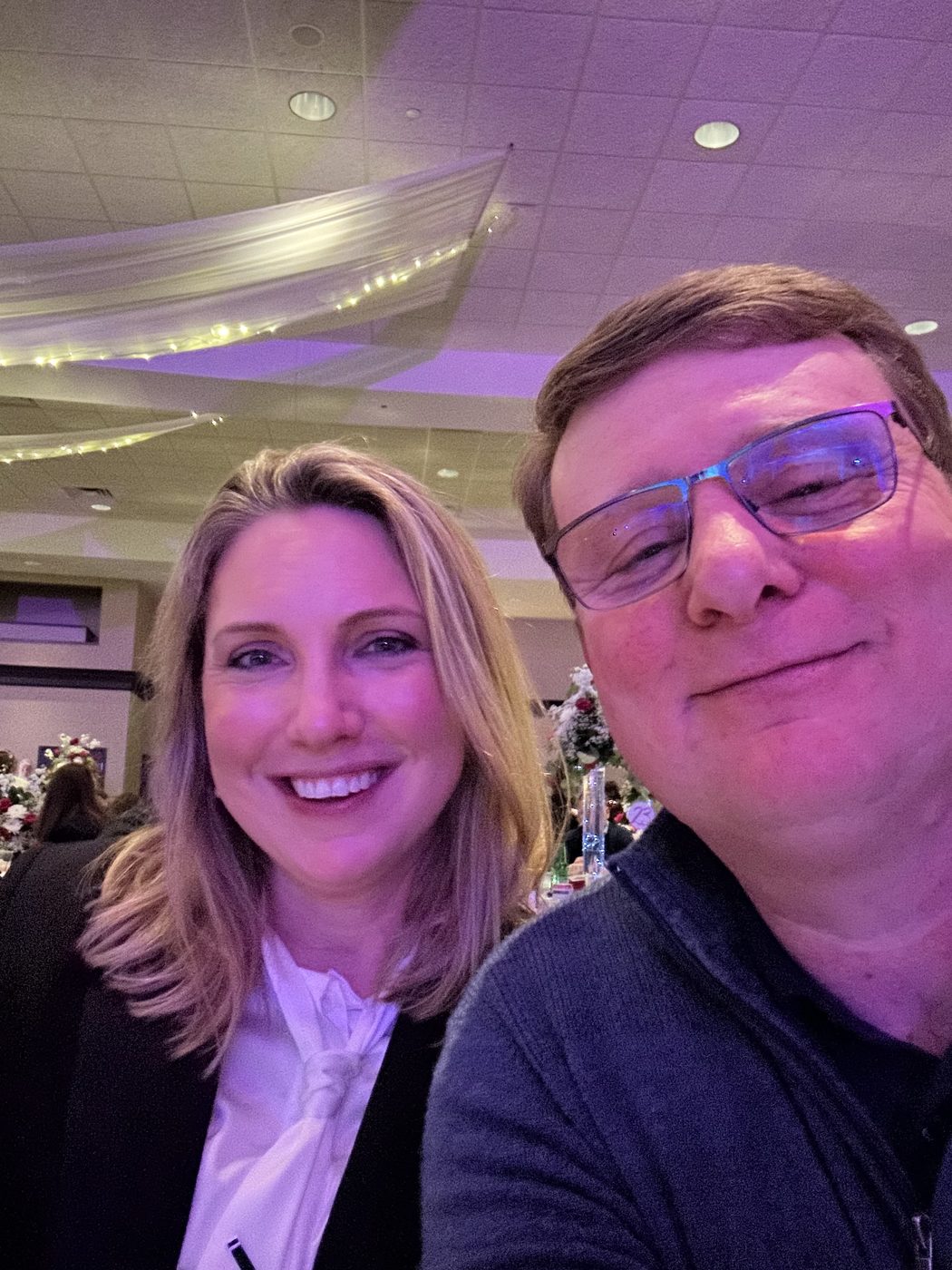 Ericka McCauley and her husband at a holiday gathering