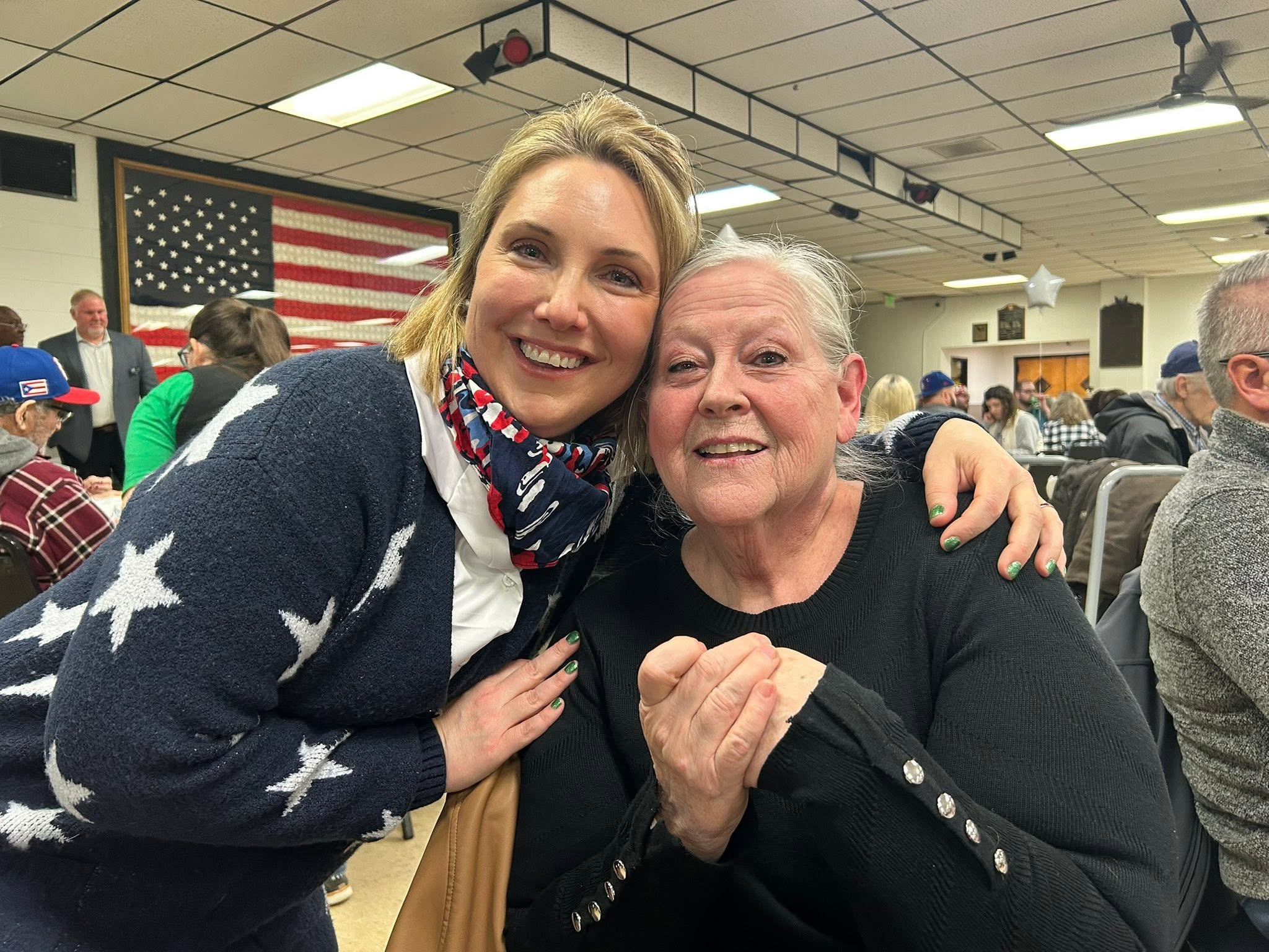 Ericka McCauley embracing a longtime Hobart Township resident