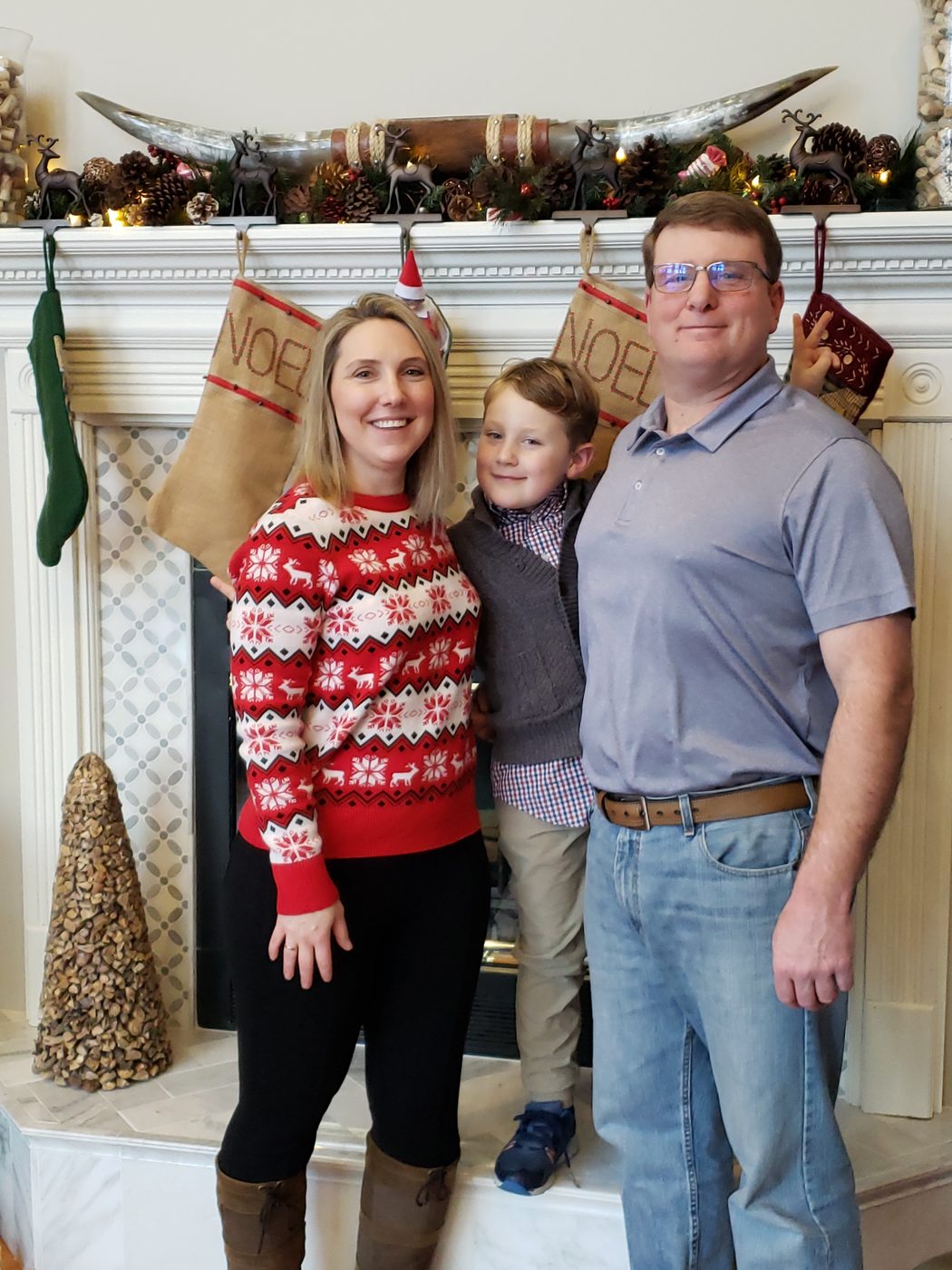 The McCauley family at home during the holidays
