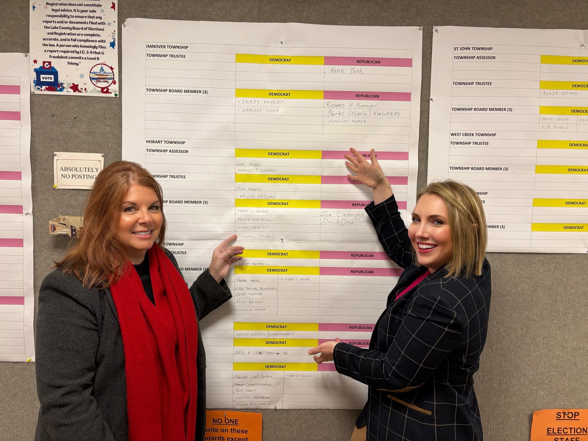 Ericka McCauley reviewing the county ballot board